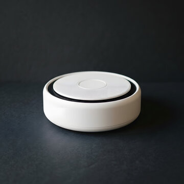 Modern Smart Home Voice Assistant Device Close Up.