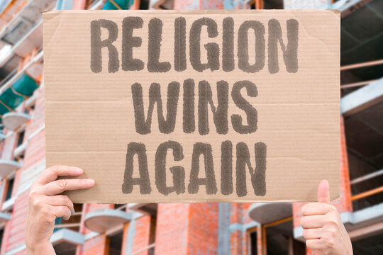 "Religion wins again" Faith gains cultural prominence once more. VICTORY. TRIUMPH. RETURN. RESURGENCE. ASCEND.