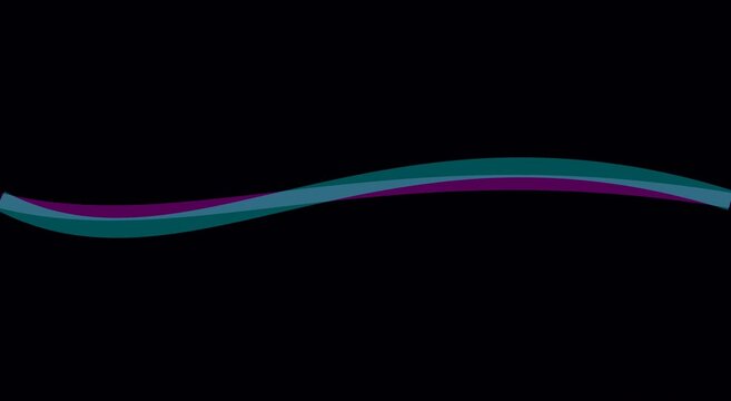 Abstract teal and purple sine wave motion on animation black background