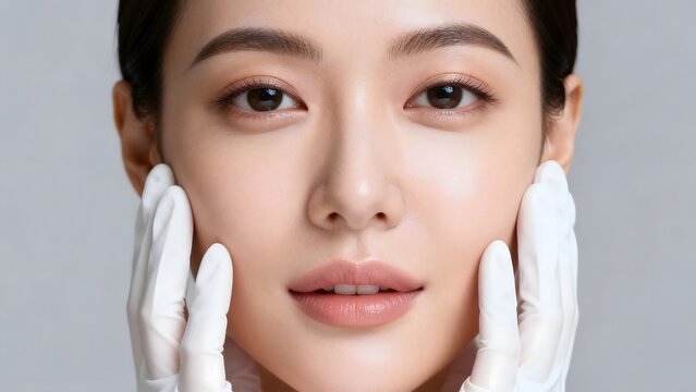 Closeup of woman with hands on face