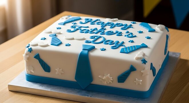 Fathers day cake with blue tie icing