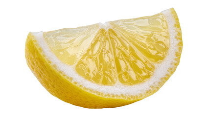 Isolated fresh yellow lemon fruit wedge, healthy citrus food ingredient for drinks and cooking