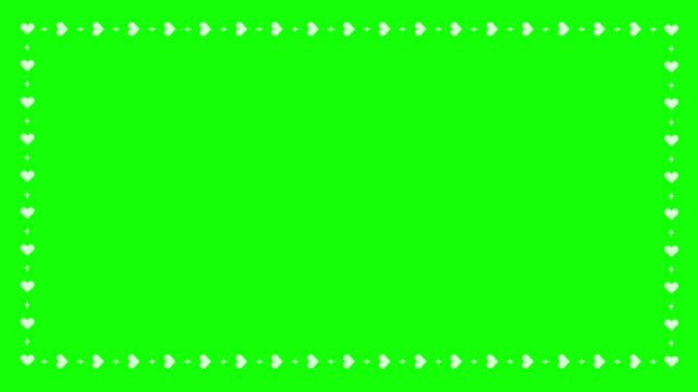 Heart border pattern creates a decorative frame around a vibrant green rectangular background that provides ample space for creative text placement and digital design projects for Valentine's Day.