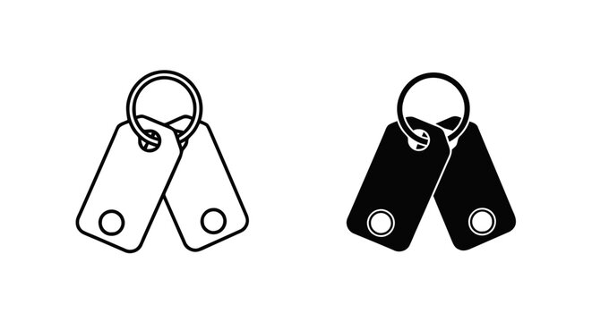 Vector illustration of two blank key tags on a keyring, vector icon set on a transparent background