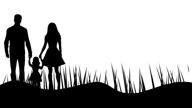 Heartwarming Parents Day Family Silhouette Walking Together in Serene Nature.