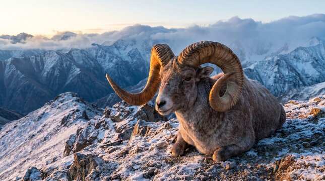 Argali illuminated by the morning sun