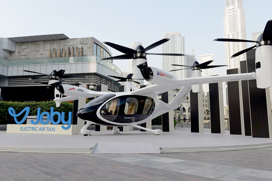 Dubai, UAE - 5 february 2026: Joby Aviation air taxi prototype in Dubai emphasizing commercial urban air mobility and future investment opportunities