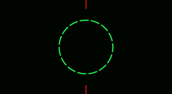 Digital loading progress circle animation with green dashed hud interface animation