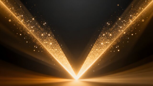 Golden light beams with sparkles