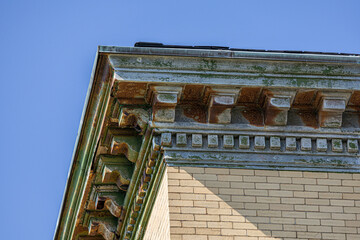 Peeling Green Cornice on Historic Sandy Hook Building © Emily McKenna