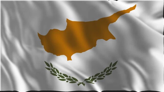 Cyprus flag waving slowly in the foreground