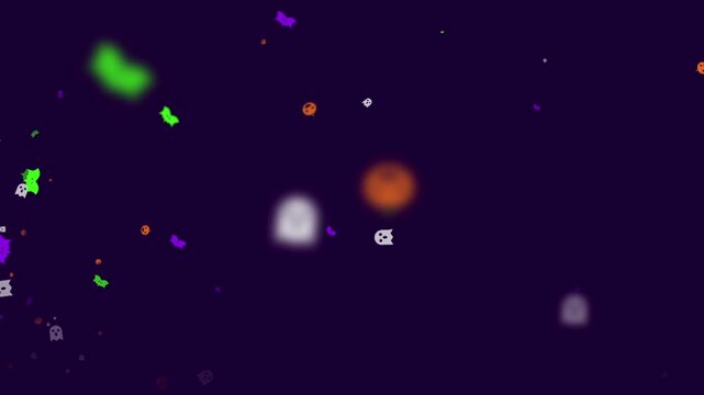 Halloween Elements, Falling Halloween Pumpkins, Ghosts, and Bats Animation