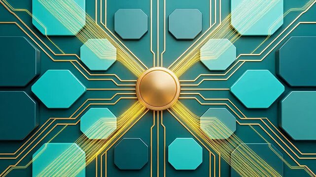 Abstract circuit pattern with hexagons