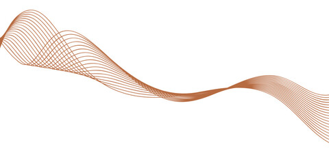 Fototapeta premium abstract wavy copper line pattern against white background, elegant and fluid graphic design element.
