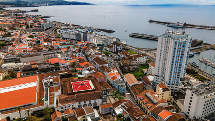 Obraz premium Premium real estate development and hospitality infrastructure in Ponta Delgada coastal zone