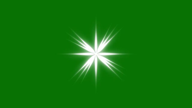 Twinkling stars night sky animation, white doodle sparkles, shining glitter effects, blinking cartoon star lights, transparent overlay green background, seamless loop celebration 4K