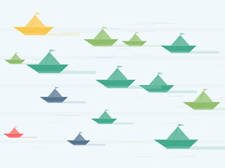 Obraz premium Colorful Paper Boats Summer Water Pattern