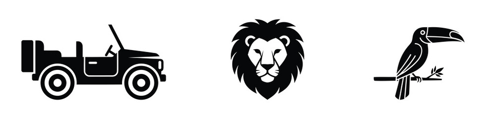 Safari adventure silhouette icons © Graphory