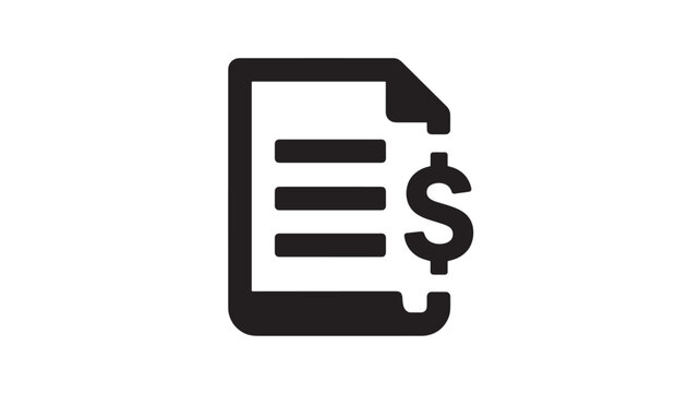 Invoice Document With Dollar Sign On White Background For Finance Concepts