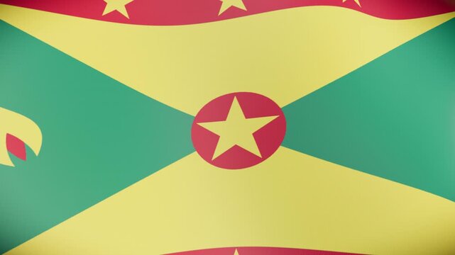 Dynamic Grenada 3D flag motion graphics, a solid corporate Americas identity seamless loop video background on green screen.