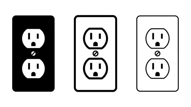 Electrical outlets in bold black outline and minimalist line styles