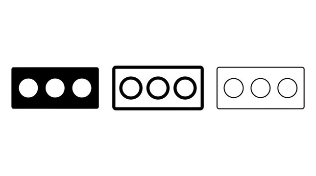 Minimalist traffic light shapes solid outline and thin line styles