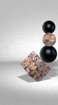 Conceptual animation of stones and spheres balancing