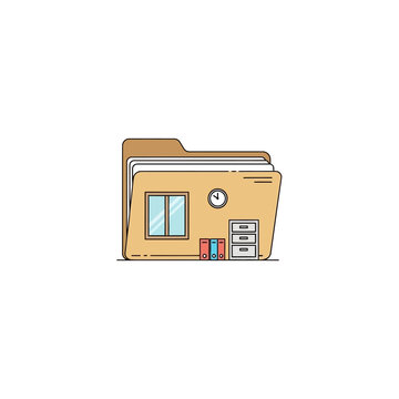 Colorful cartoon file folder icon.