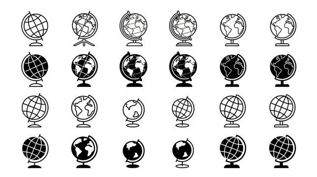 Diverse styles of planet earth globes in different artistic designs