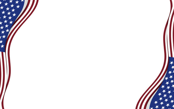 United States flag stars and stripes vertical side borders design on white backdrop for Election Day vote poster