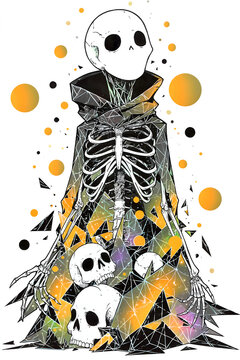 cute halloween skeleton with costume