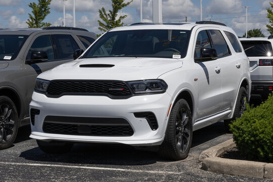 Dodge Durango GT Blacktop Redline AWD SUV display. Dodge offers the Durango with a 3.8L VVT V6 Pentastar engine. MY:2026
