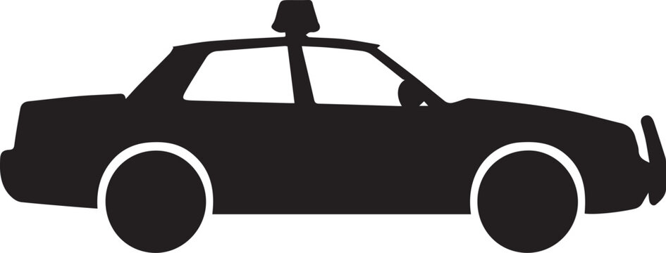 Side profile silhouette of a taxi cab with roof sign