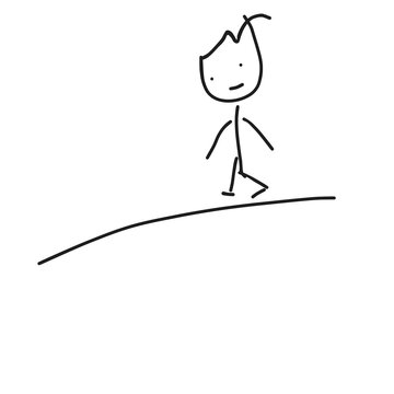 Stick Figure Walking Outline - Simple Hand Drawn Man Character Journey Sketch Illustration
