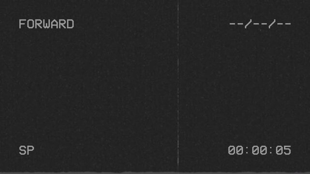 Fast forward vhs retro interface with digital glitch noise effect