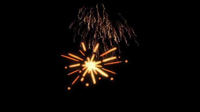 Fireworks burst in a golden radiant display against a green screen to allow for easy compositing into various video projects and digital celebration designs.