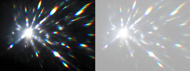Diamond rainbow refraction with vibrant spectral rays, luminous crystal shine and realistic holographic light overlay illustration © inna_stockgg