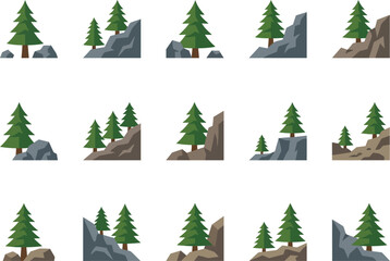 Obraz premium IconaStudio-Pine-tree-growing-beside-rocky-terrain--flat-vector-artwork--no-gradient--no-text-v1-z675vv.eps