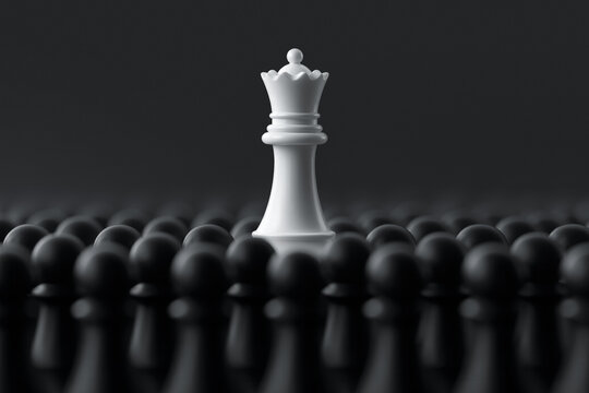 chess, queen, white queen, pawns, black pawns, strategy, opposition, confrontation, challenge, rivalry, competition, conflict, power, hierarchy, dominance, resistance, resilience, courage, outsider, o