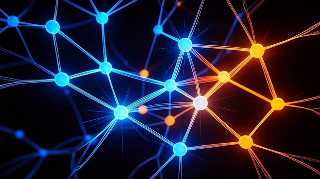 Abstract network of glowing nodes