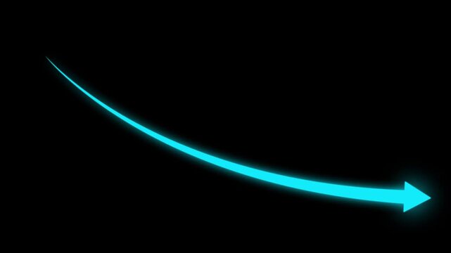 Bad Economy concept. Abstract decreasing business graph chart animation background. Global business line animation. Abstract glowing neon line business graph growth arrow to down arrow.