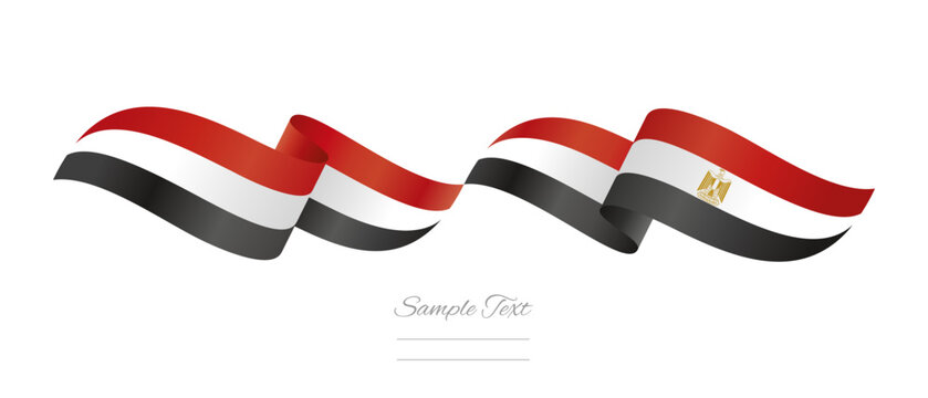 Egyptian flag ribbon vector illustration. Waving patriotic Egypt Flag Ribbon Banner on isolated white background