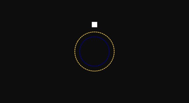 Minimalist loading spinner animation with rotating square and circular path animation