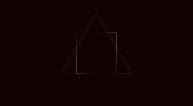 Minimalist geometric motion with rotating triangle and square shapes animation