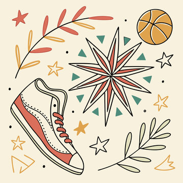 Doodle sparkle, starburst, radiant lines, dynamic sparkle pattern, doodle hand drawn vector illustration