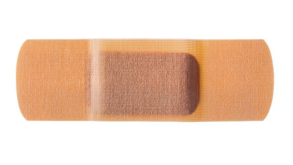 Obraz premium Isolated flexible beige adhesive bandage for minor cuts and scrapes, essential first aid