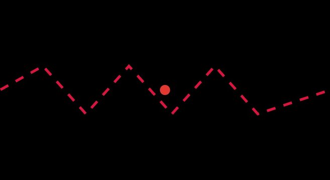 Minimalist motion of a bouncing ball on a zigzag path animation motion bouncing ball
