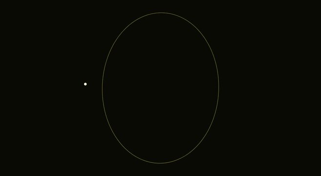 Minimalist orbital motion: glowing animation white point rotating around elliptical path
