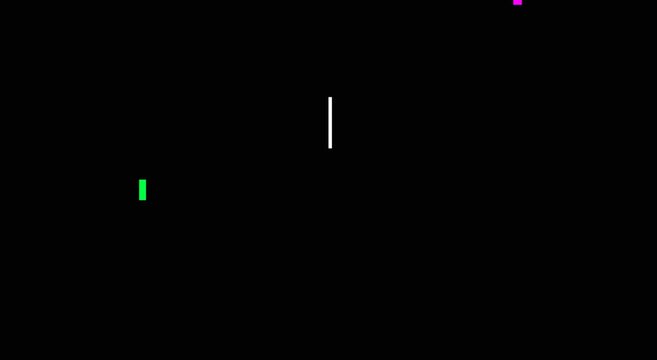 Minimalist ping pong game animation with moving paddle and ball on animation black background