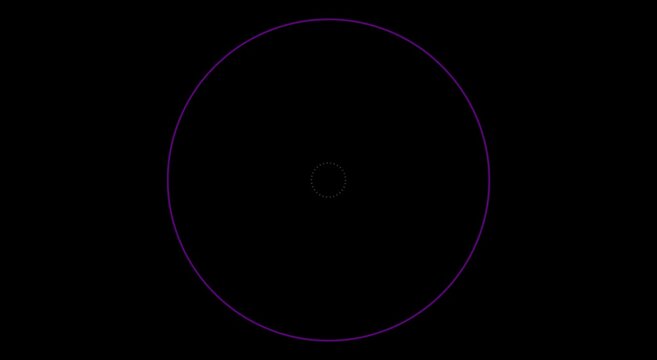 Minimalist purple neon circle pulsing animation on animation black background
